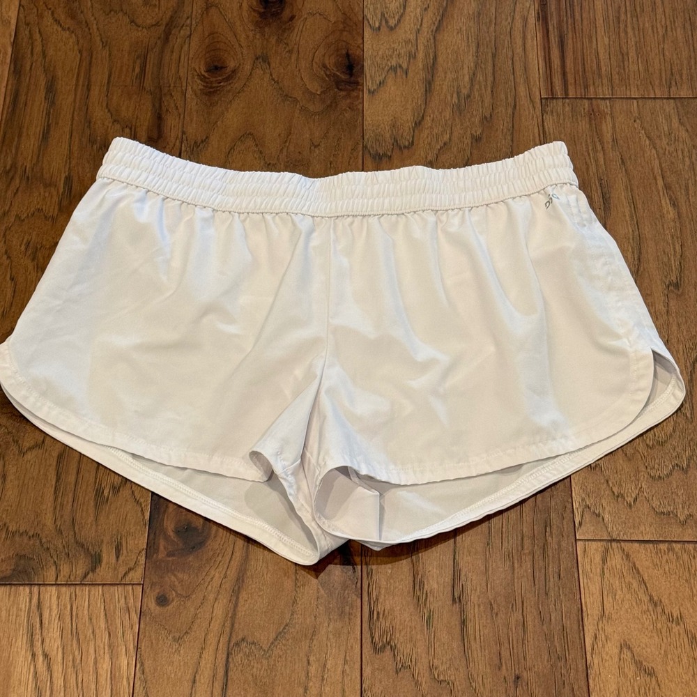 DSG Womens White Running Shorts Size Large Elastic Waist Athletic Gym Workout